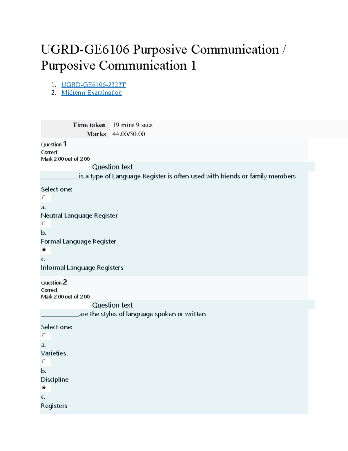 GE6106 - Purposive Communication - Midterm Exam Analysis and Review ...