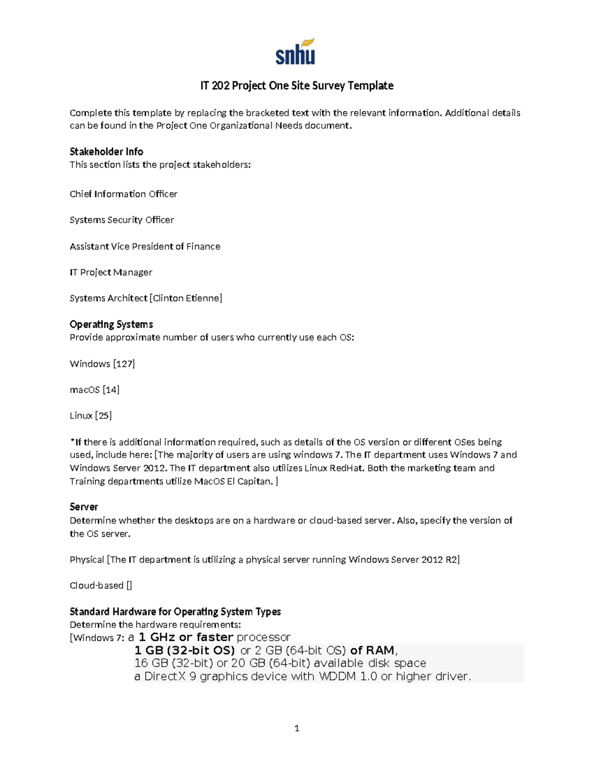 IT 202 Project One: Comprehensive Site Survey Template - Studocu