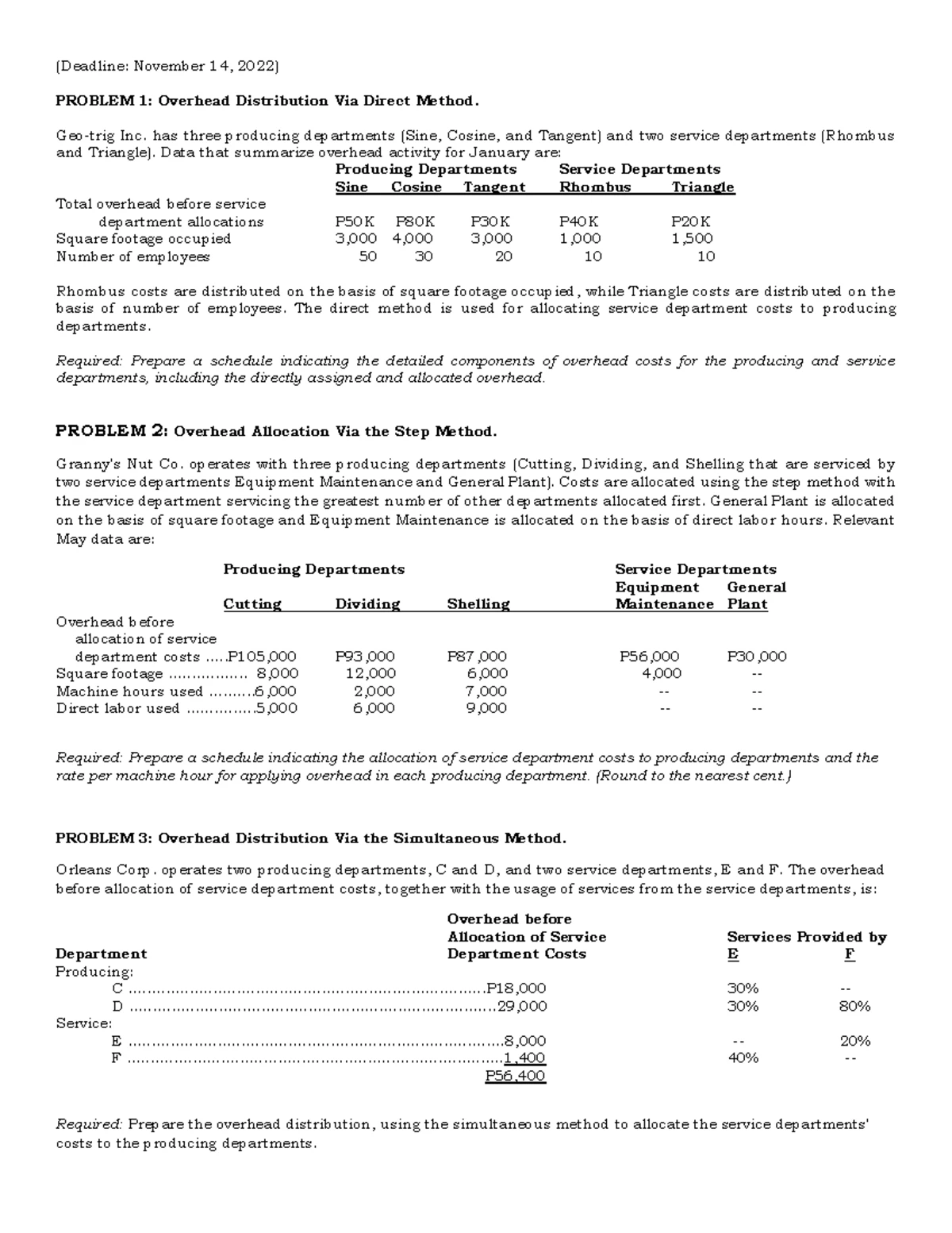 Activity-Based Costing Analysis for ABC-Due-11 Assignment - Studocu