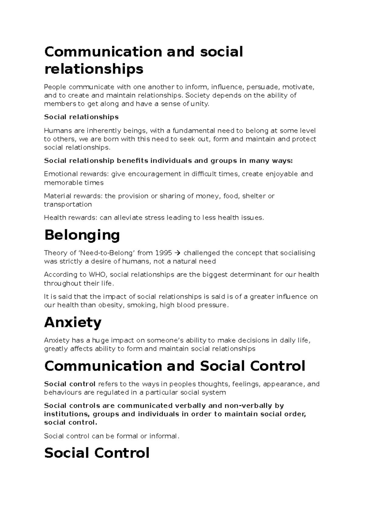 Communication and Social Relationships: Key Insights and Impacts - Studocu