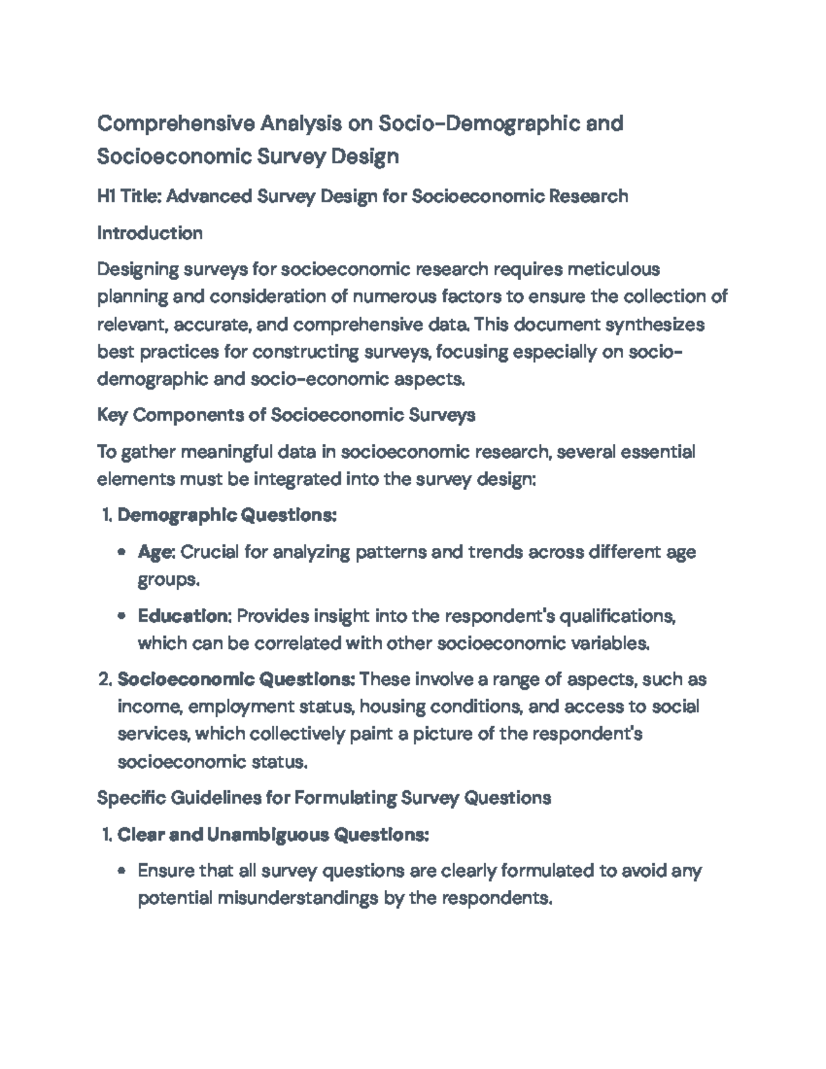 Advanced Survey Design for Socio-Demographic and Socioeconomic Research ...