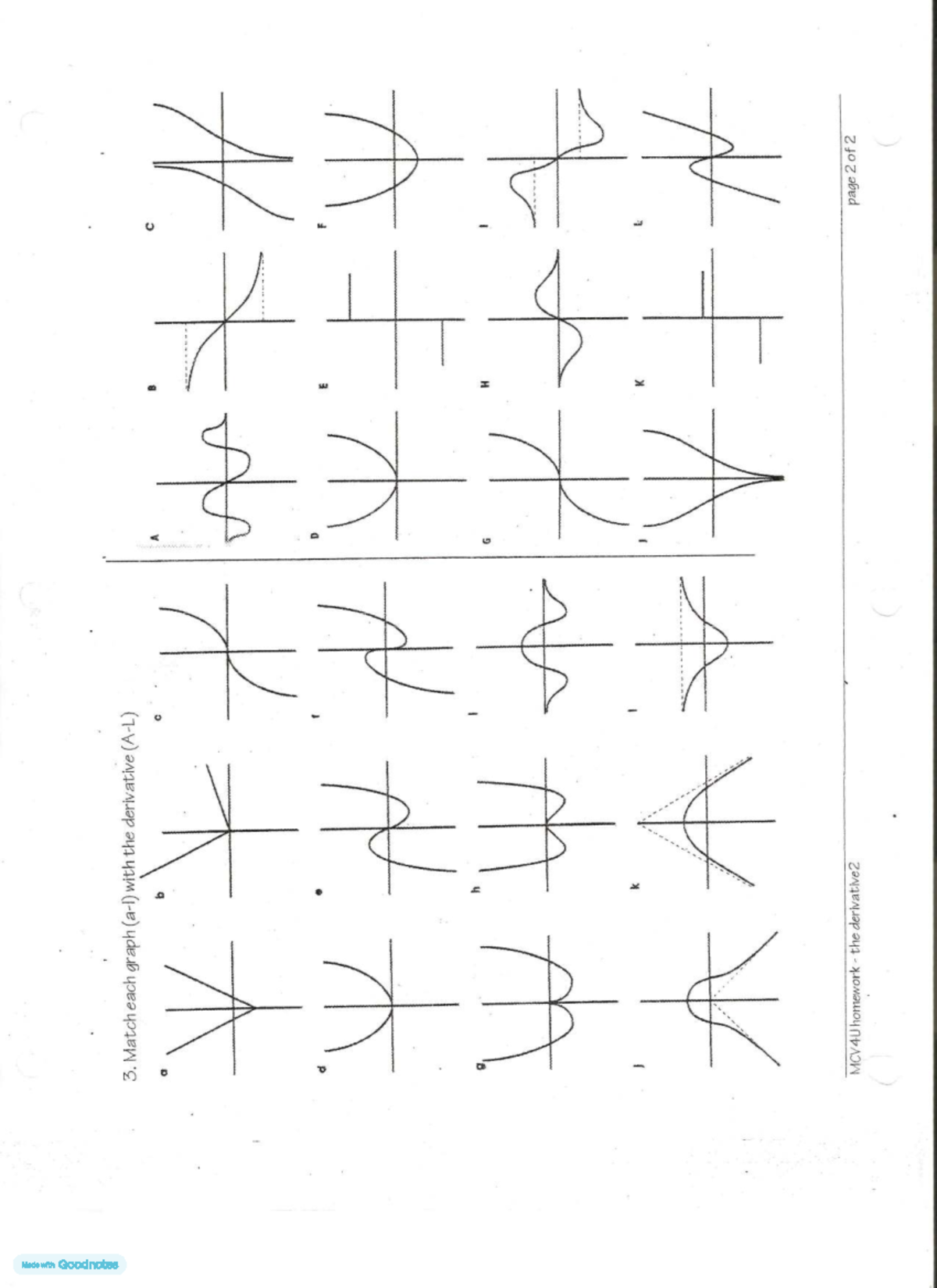 Calculus - Practice graphs - Made with Goodnotes 3. Match each graph ...