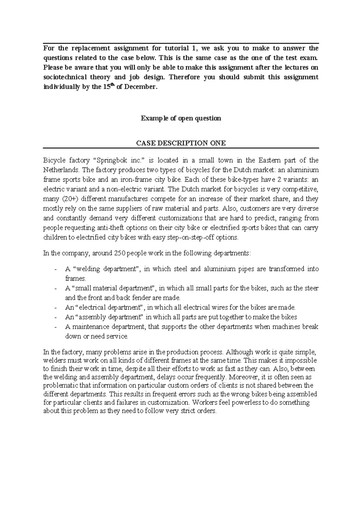 SCT 101 Replacement Assignment Tutorial 1: Understanding Case Analysis ...