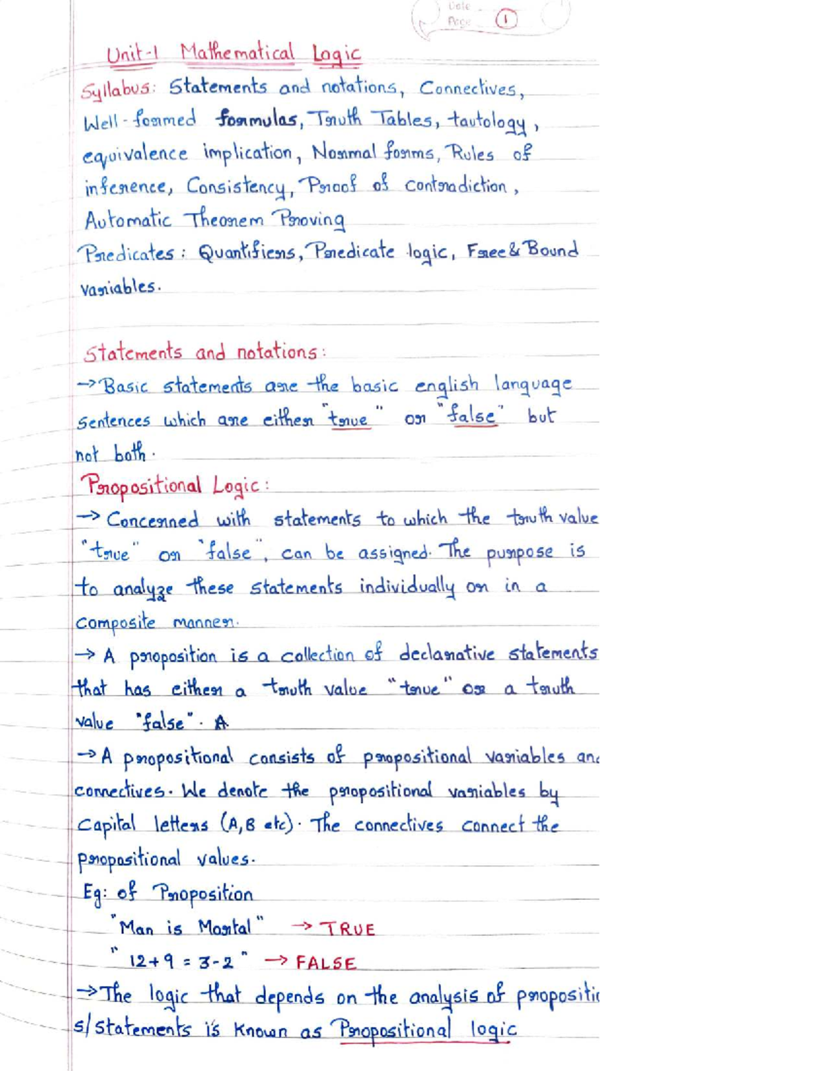 Mathematical Logic Syllabus: Statements, Connectives, and Truth Tables ...