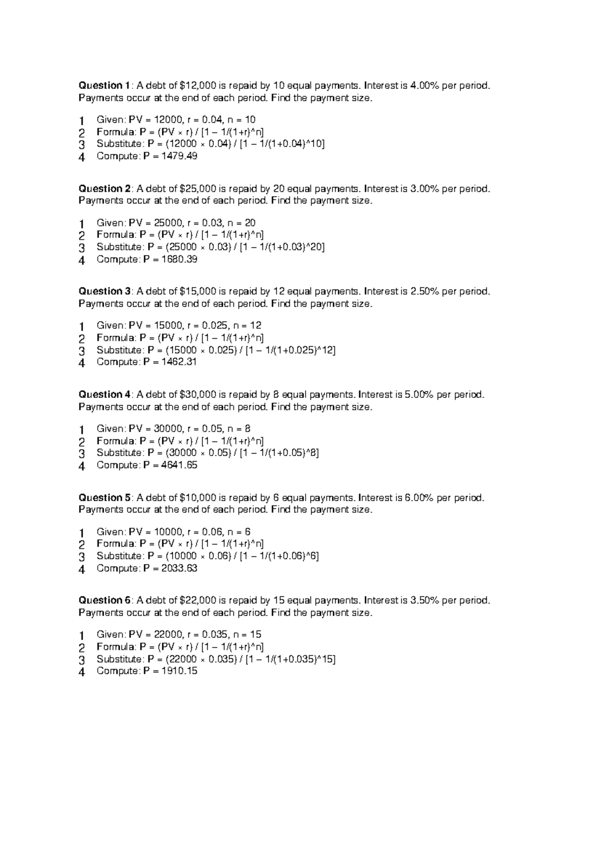 Annuity Payment Calculations: Practice Problems and Solutions - Studocu