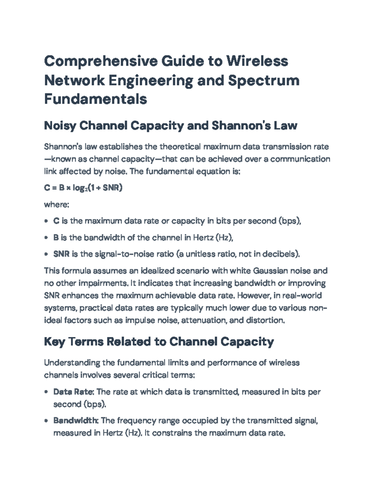 Comprehensive Guide to Wireless Network Engineering (CENG 2023) - Studocu