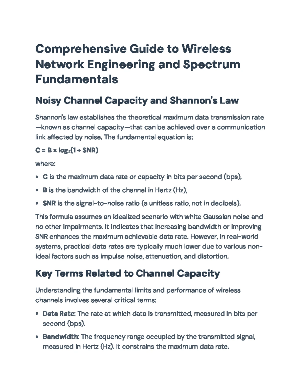 Comprehensive Guide to Wireless Network Engineering: Error Management ...