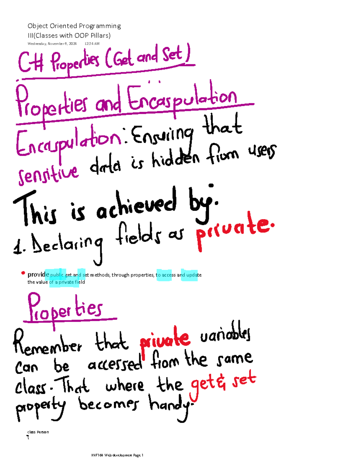 Object Oriented Programming III(Classes with OOP Pillars) - provide ...