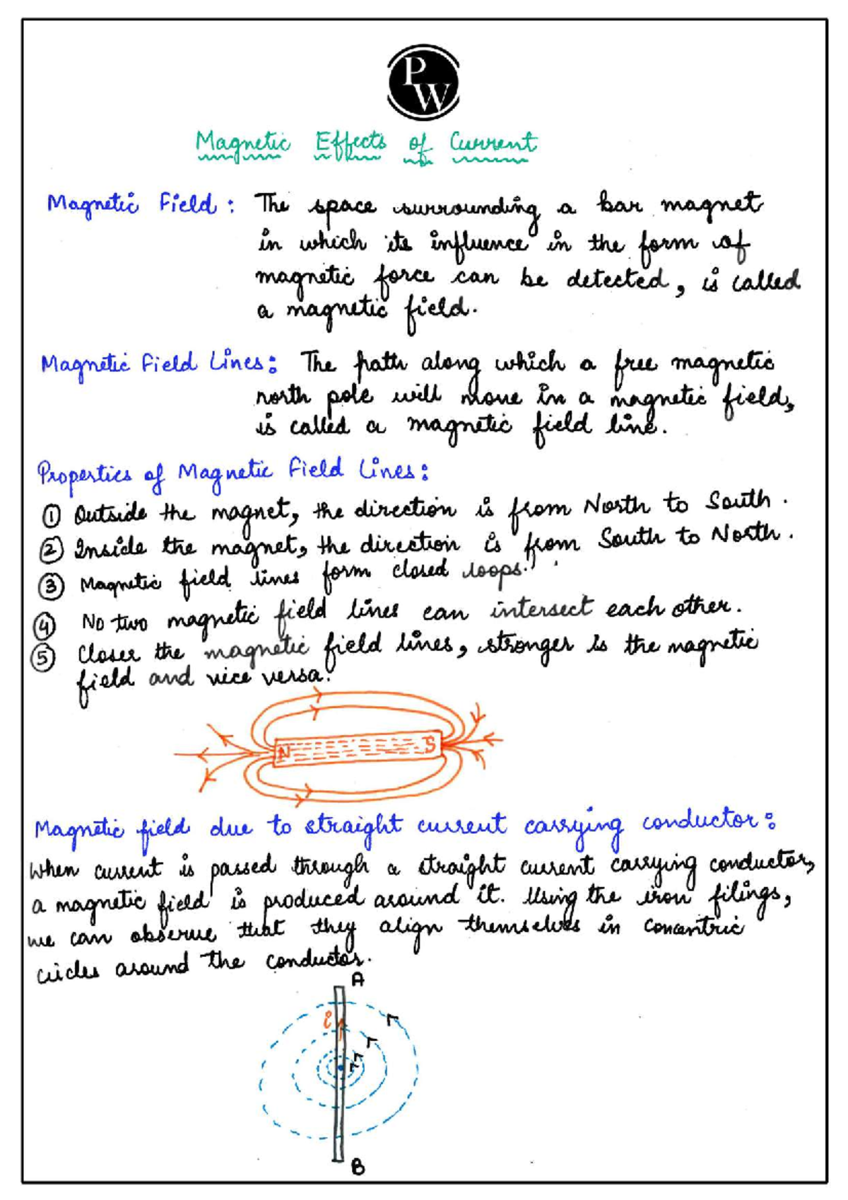 Magnetic Effects of Electric Current Handwritten Notes ~ (Physics ...
