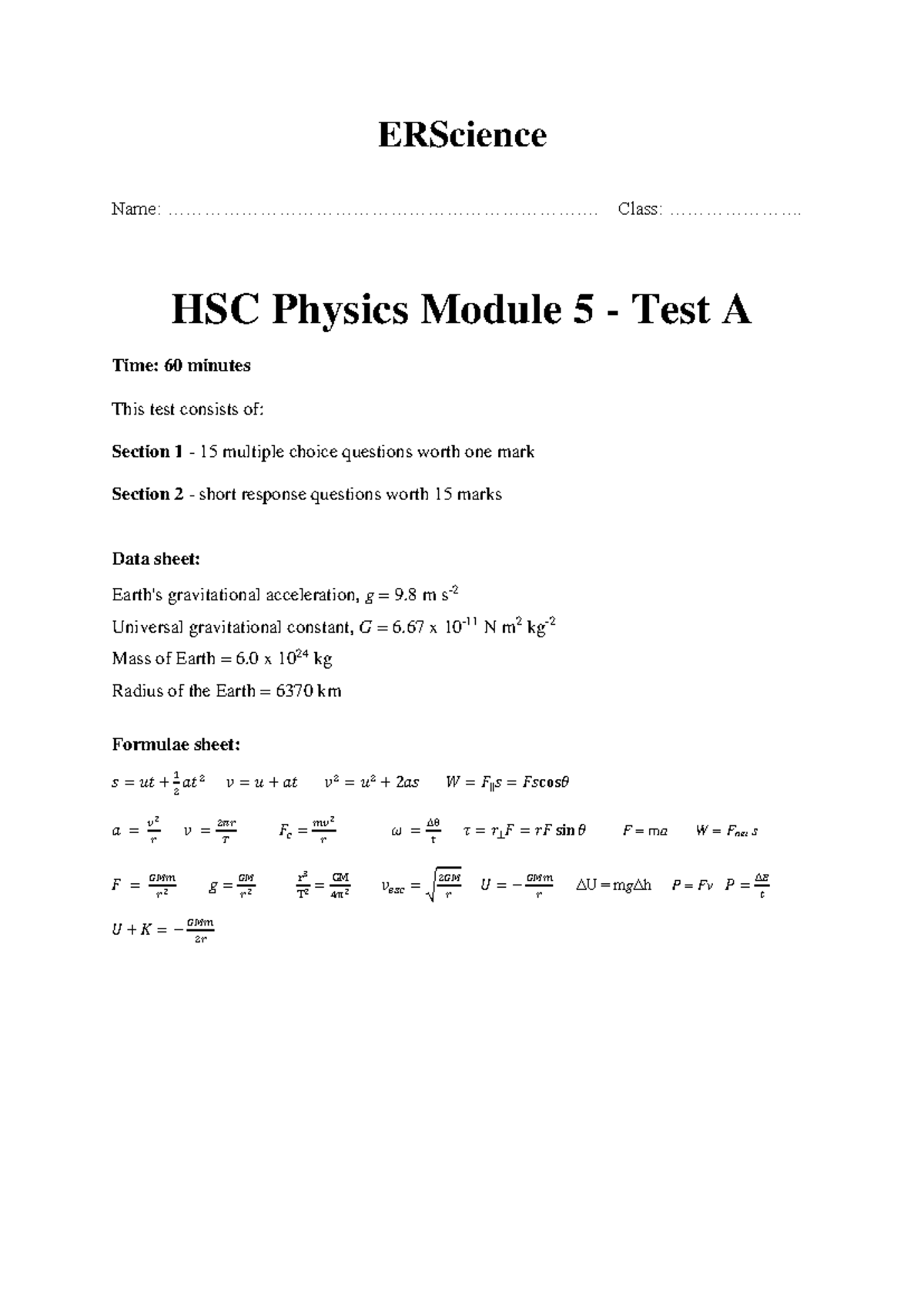 HSC Physics Module 5 - Test A Questions and Solutions 241201 210316 ...