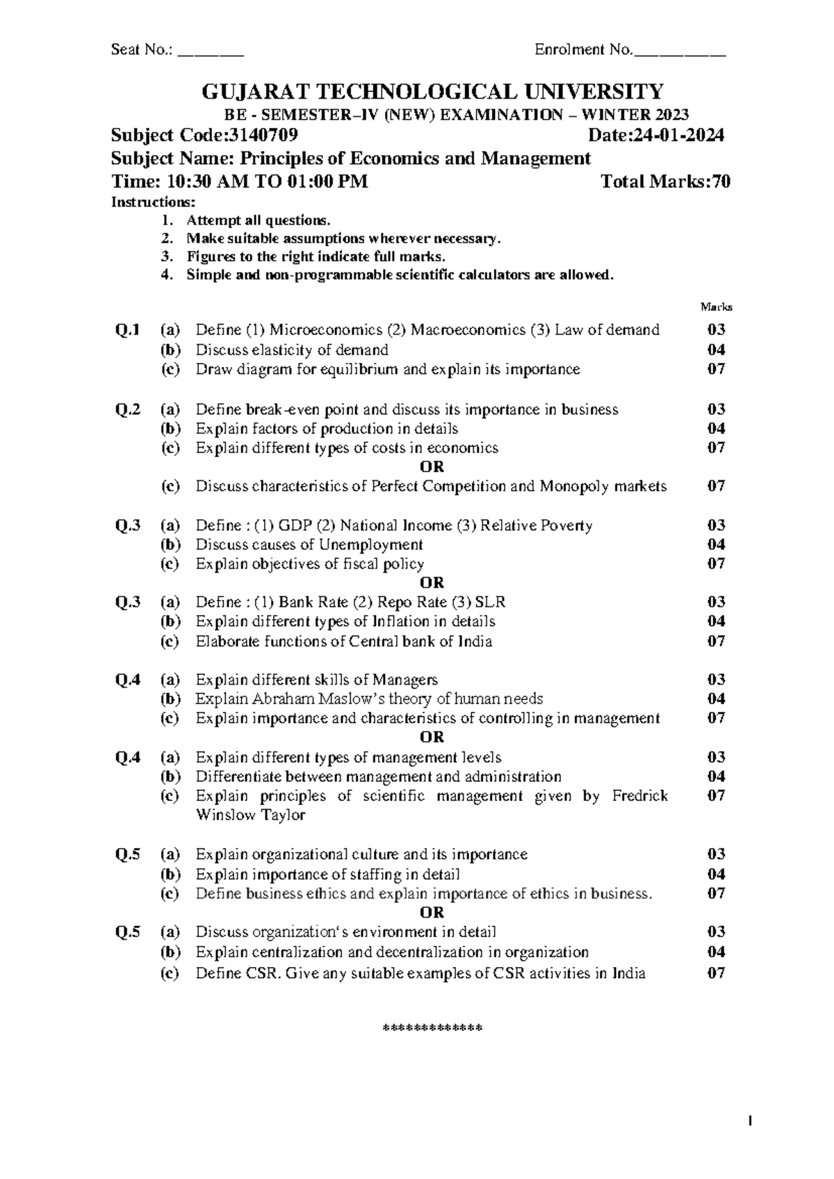DM GTU - Discrete Mathematics Sample Question Papers - Studocu