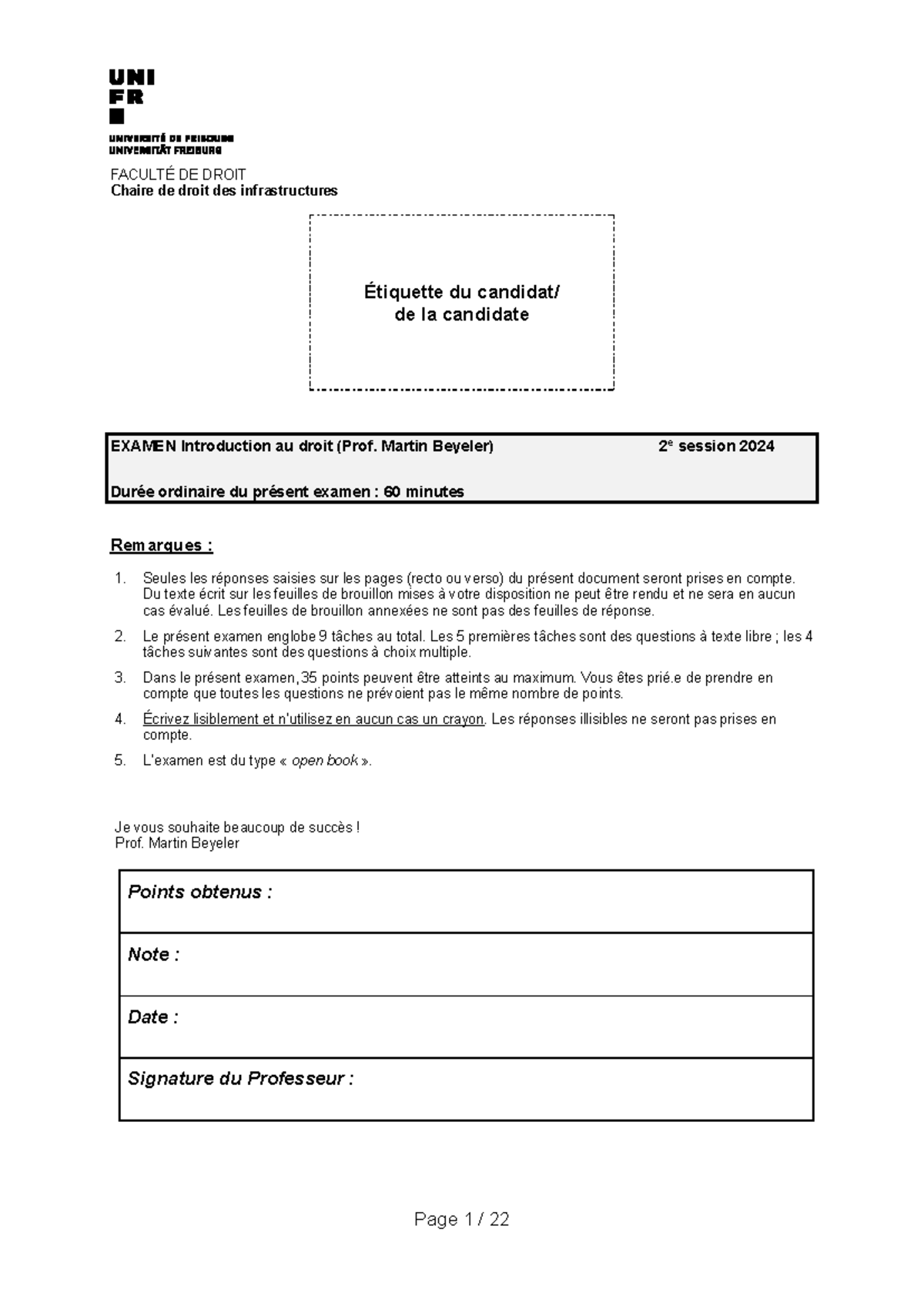 Examen blanc - Introduction au droit (DROIT 2024) - Studocu