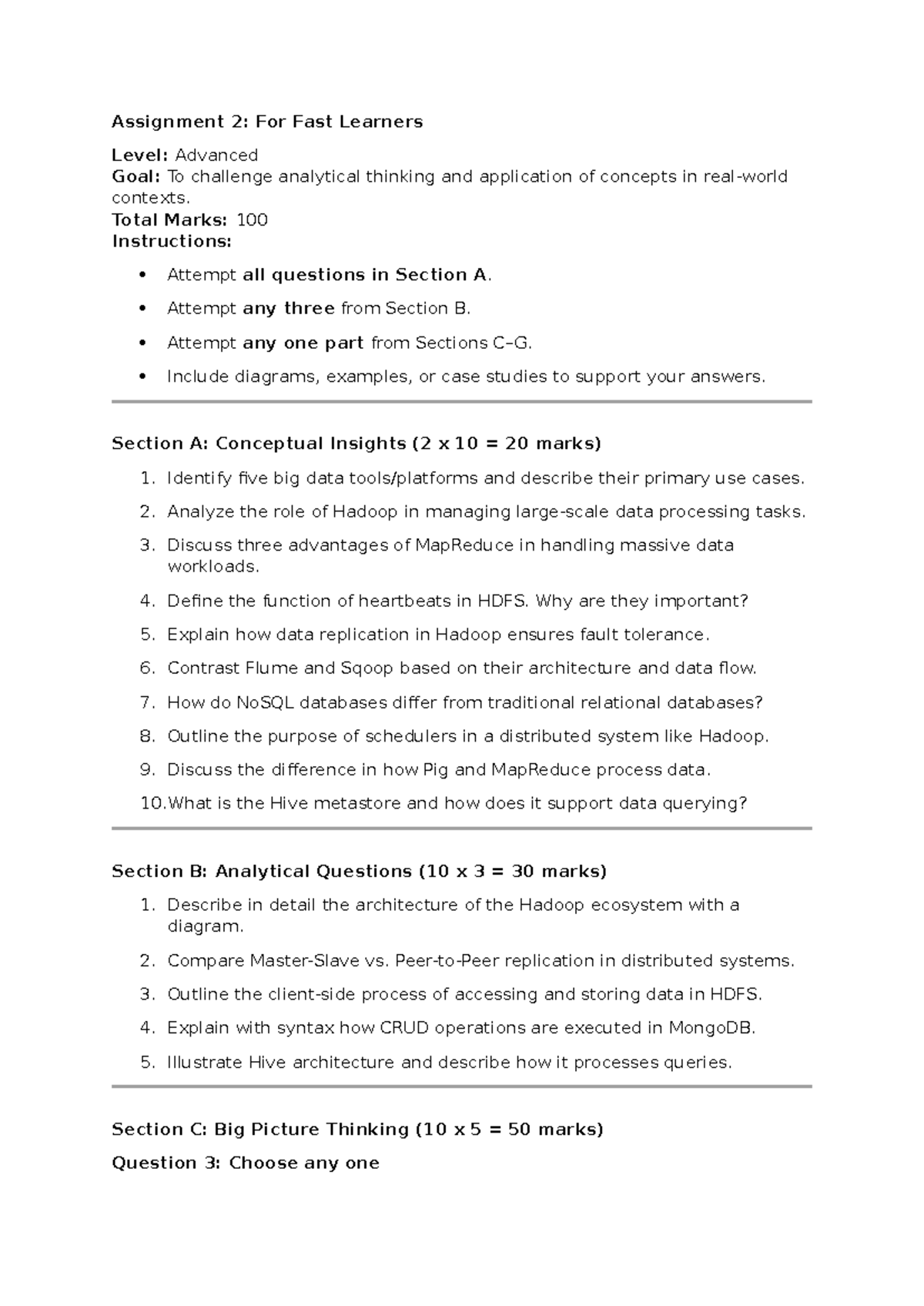 Advanced Big Data Assignment 2: Analytical Insights & Applications ...