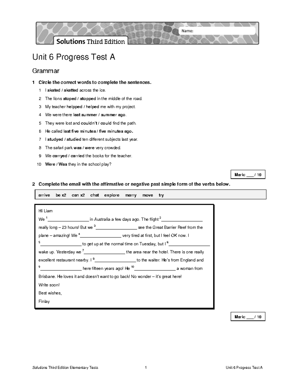 Unit 6 Progress Test A - Grammar & Vocabulary Solutions - Studocu