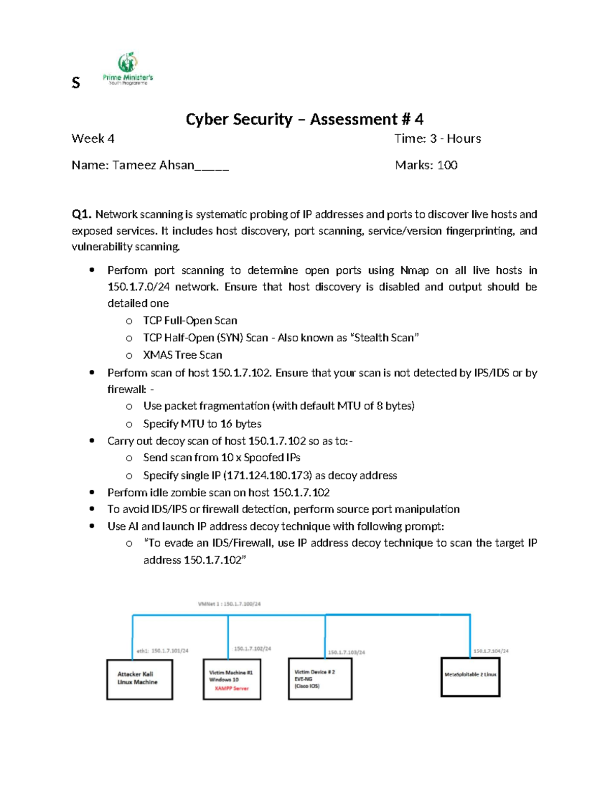 S Week 4 Cyber Security Assessment - Nmap Scanning Techniques - Studocu