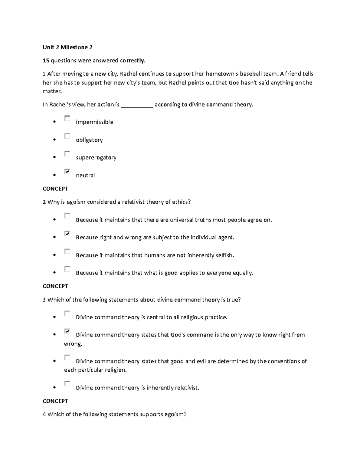 Ethics - Unit 2, Milestone 2 Study Guide and Key Concepts - Studocu