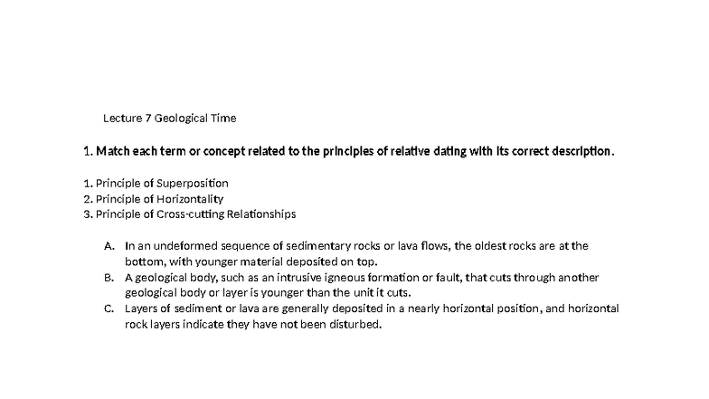 Lecture 7 Geological Time Review Questions Concepts Studocu