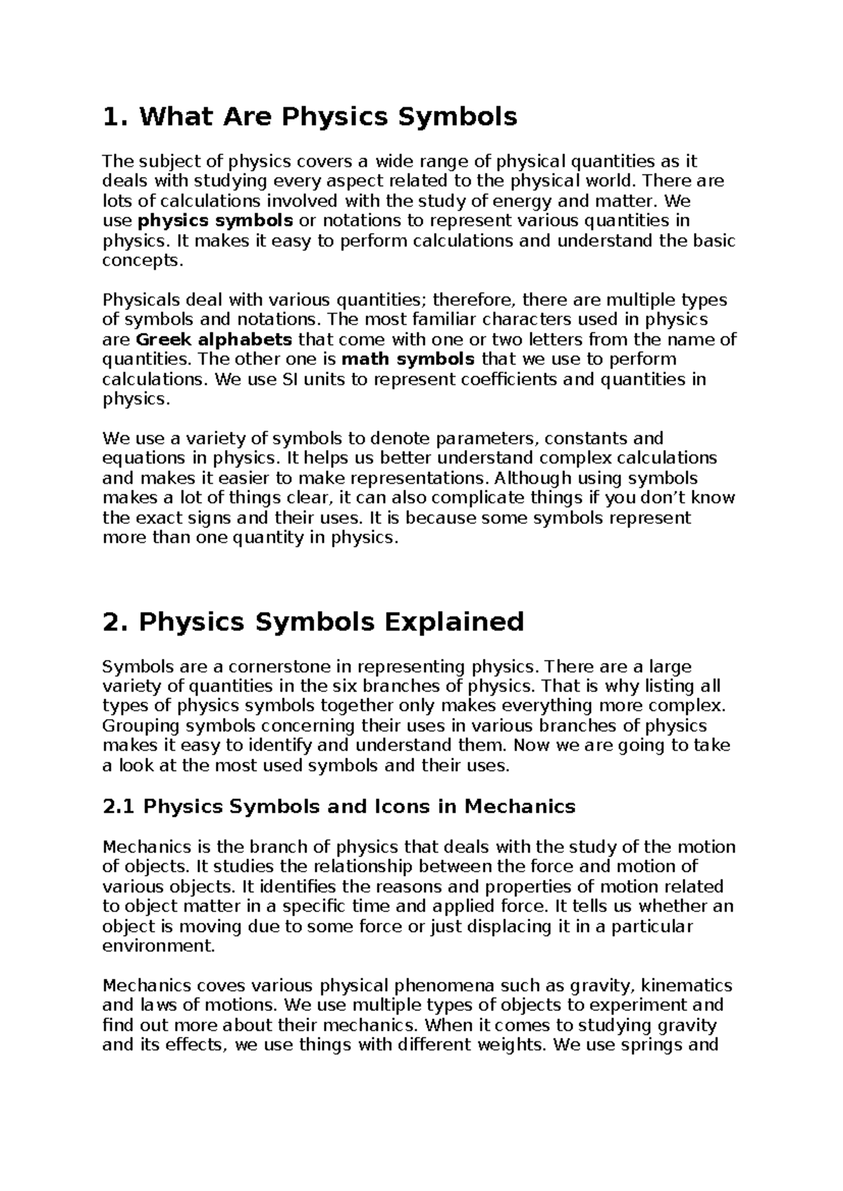 Physics Signs And Their Names