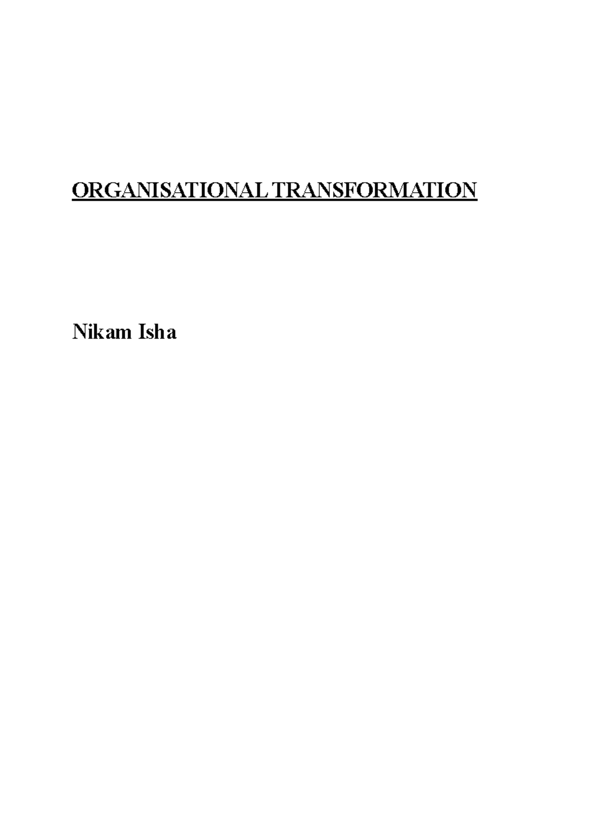 Ob Presentation - Organization Transformation - Organisational 