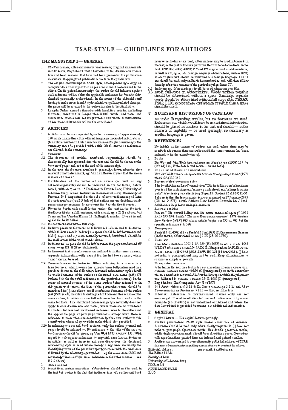 TSAR Style Guide for Manuscript Submission and Formatting - Studocu