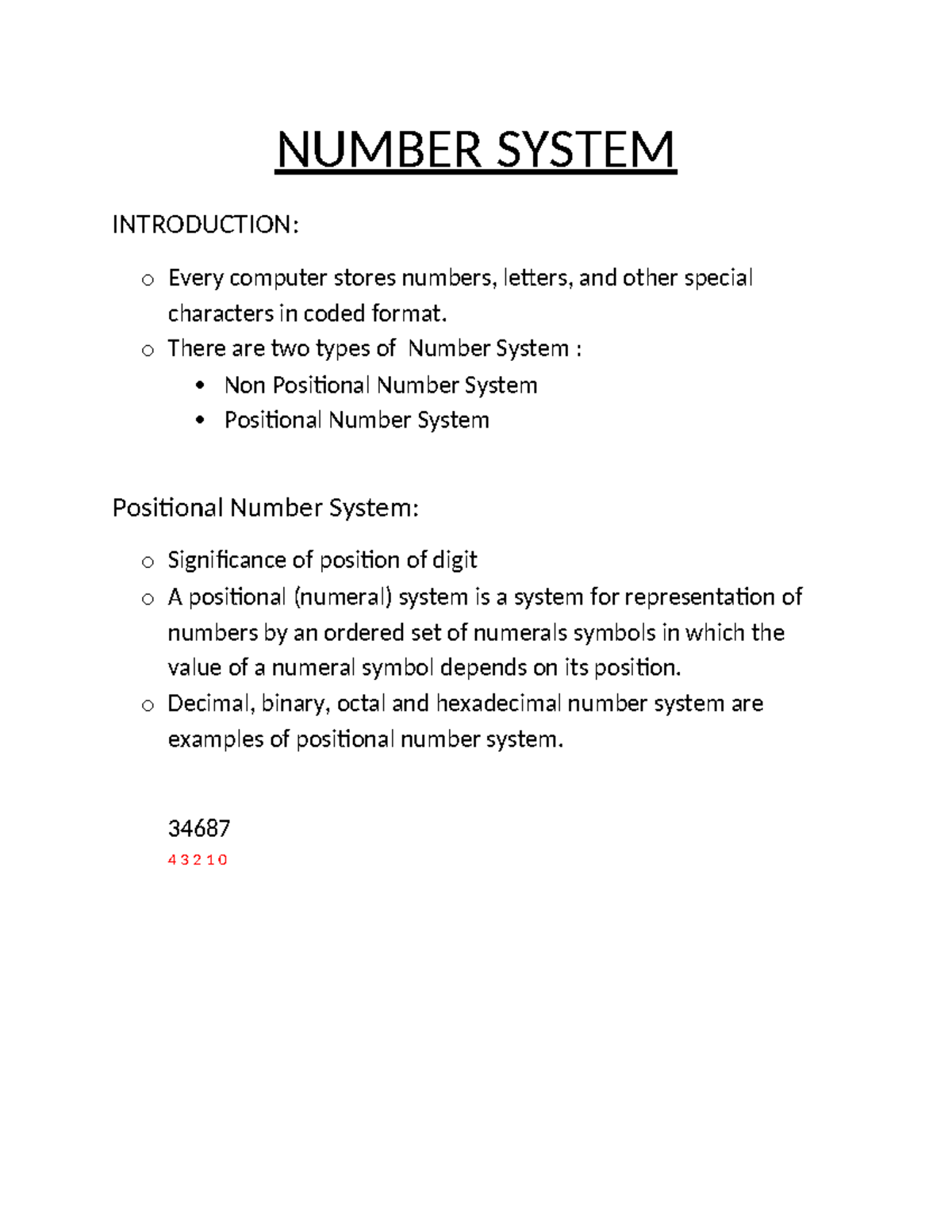 Chapter 3: Introduction to Number Systems and Their Conversions - Studocu
