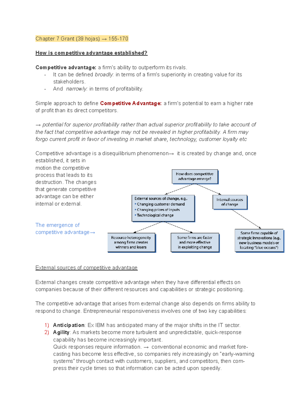 Chapter 7 Grant (Apuntes) - Establishing Competitive Advantage - Studocu