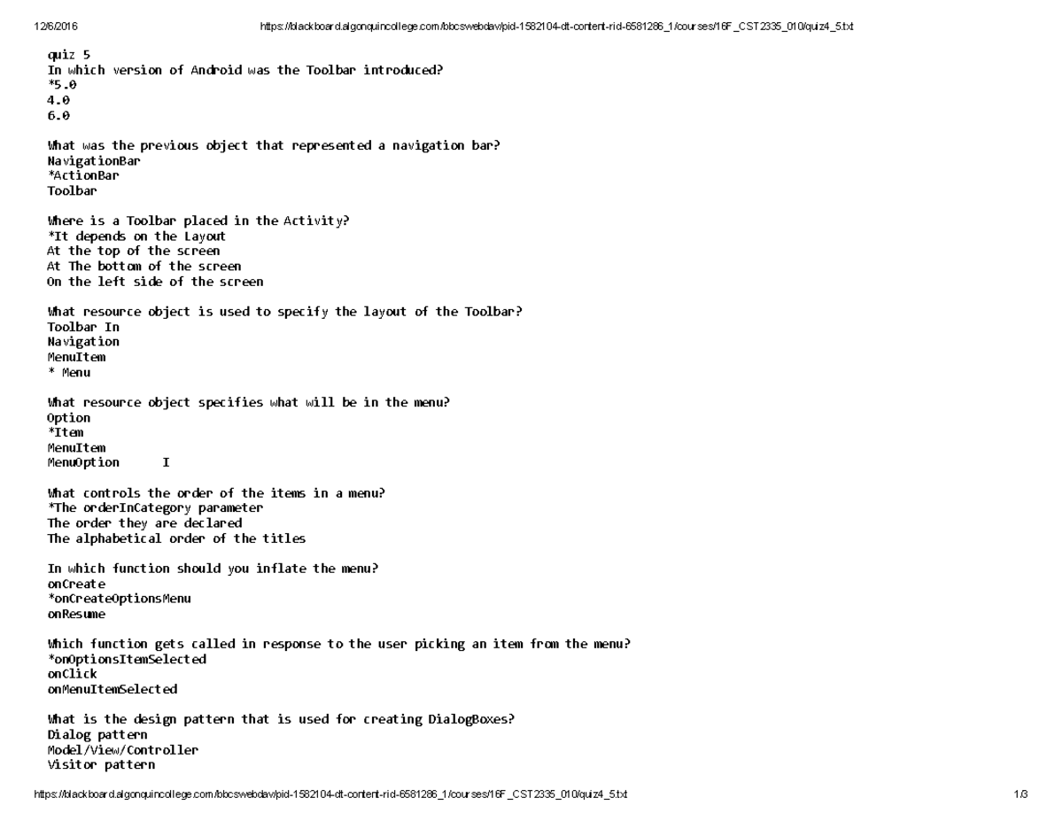 Quiz 11 (CS101) May 2014: Questions and Answers on Android Development ...