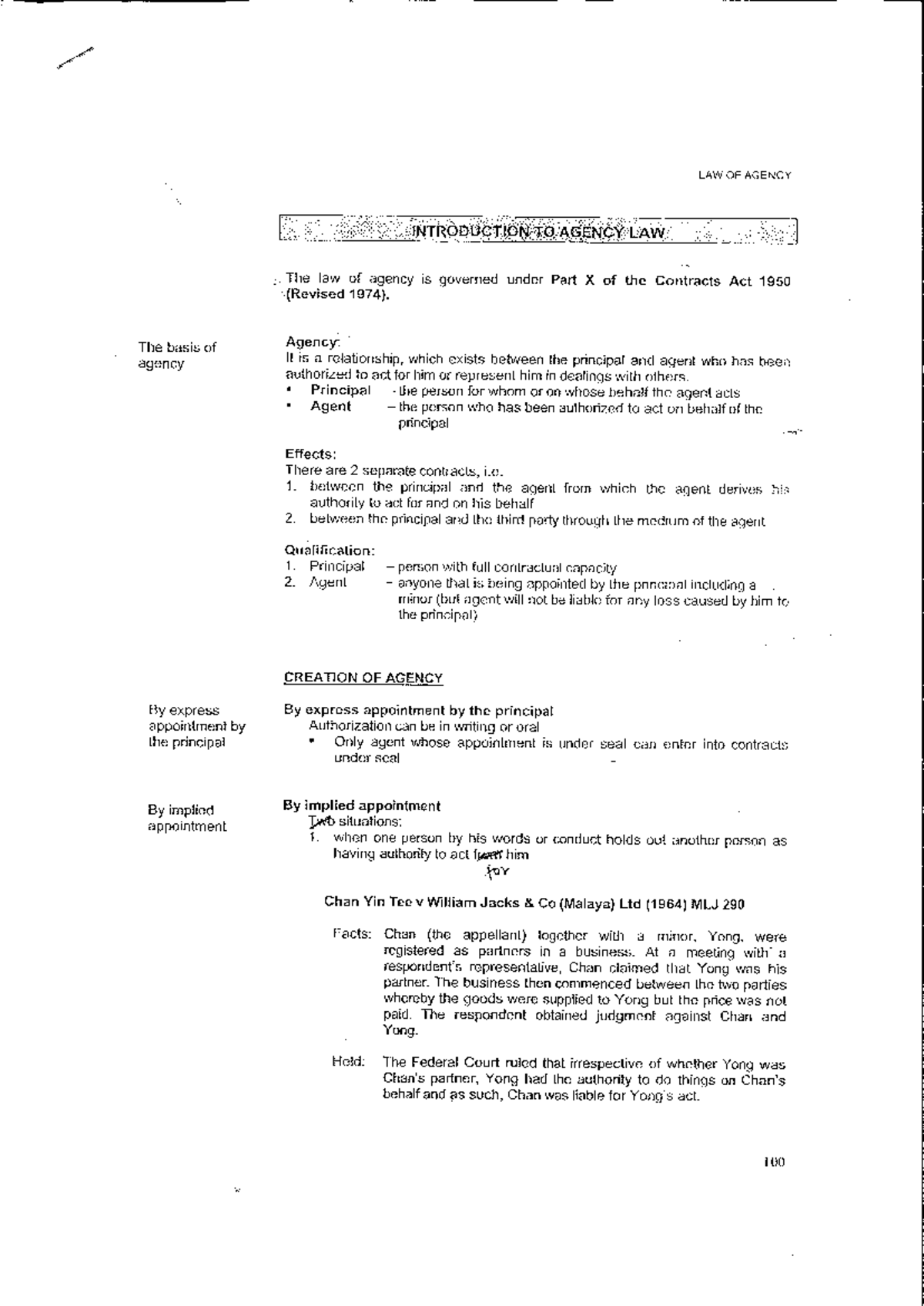 Creation of agency - Business Law - Studocu