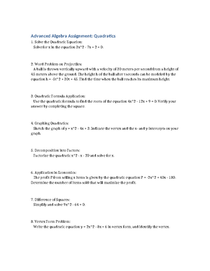 College Algebra Practice Problems Worksheet - College Algebra Worksheet ...