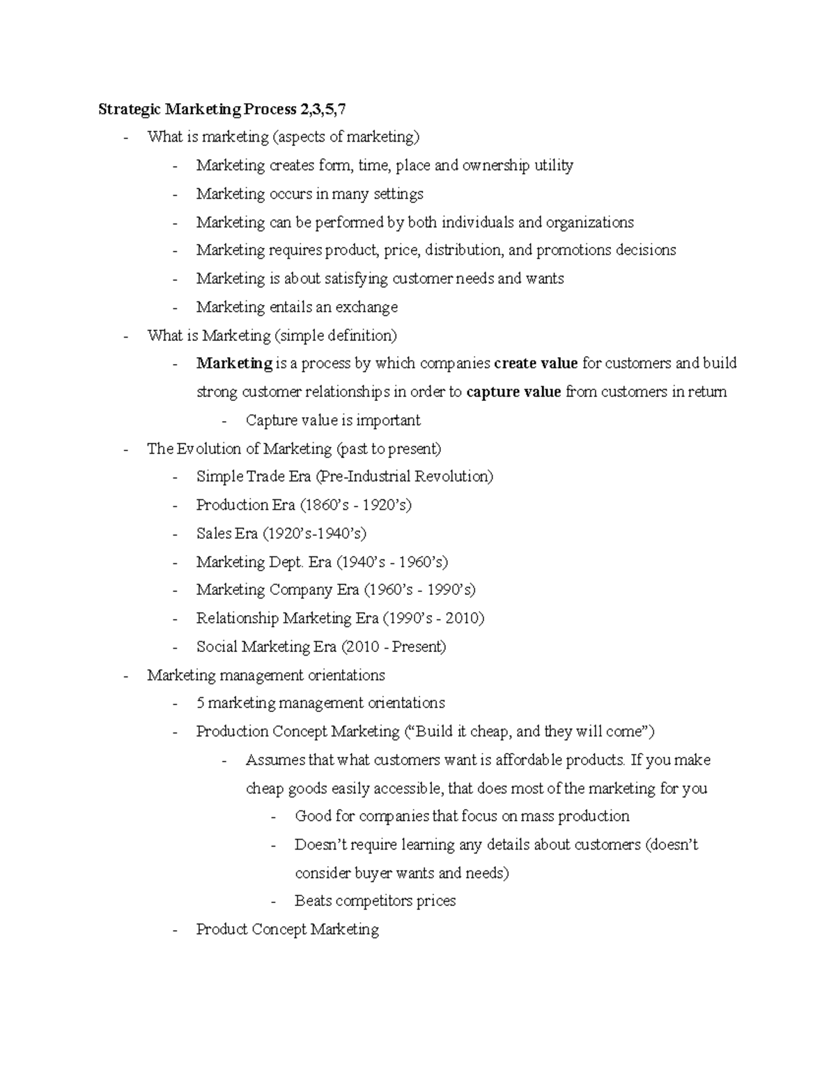 MKTG 311 Exam 1 Study Guide - Key Concepts and Marketing Strategies ...