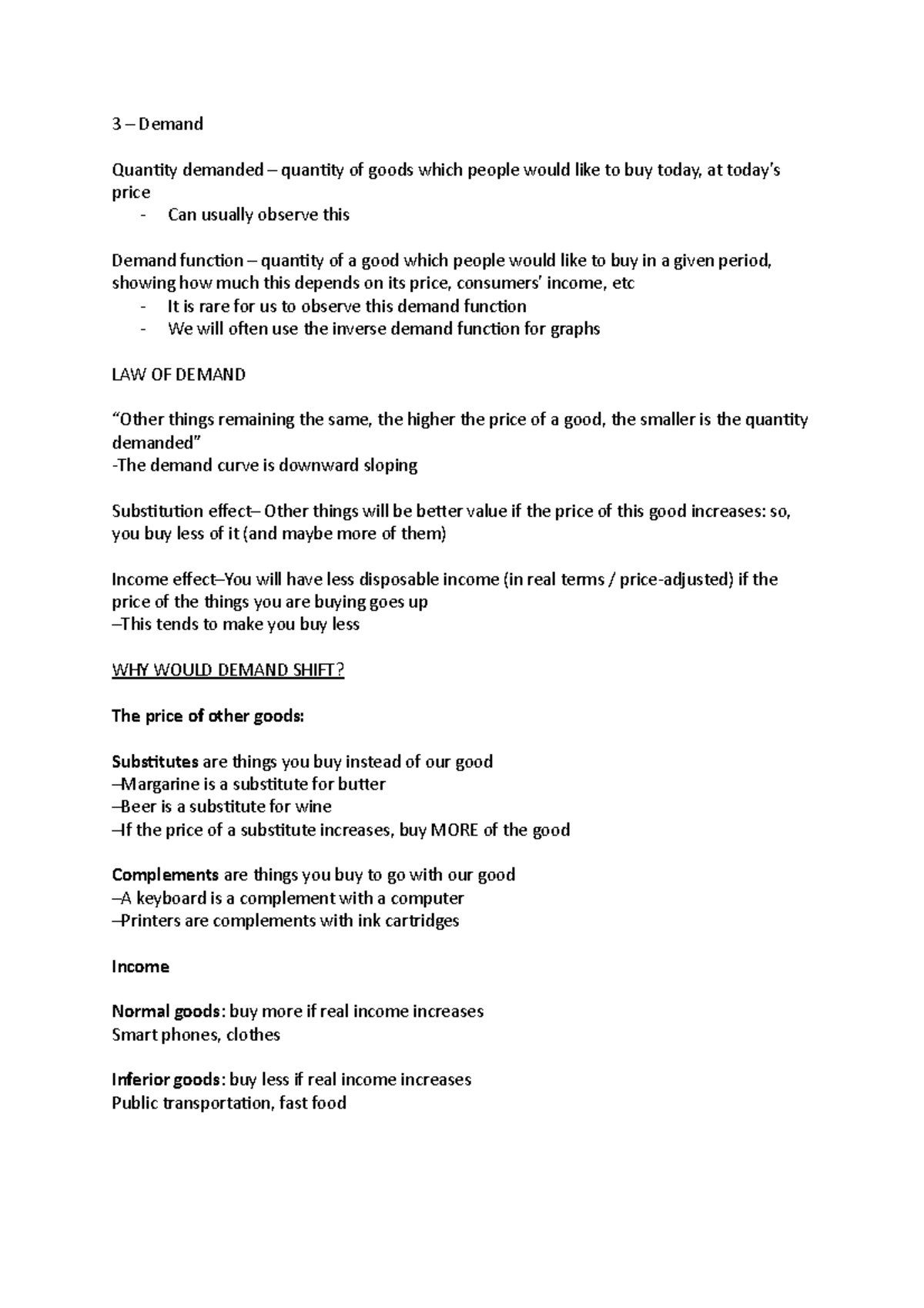 3 – Demand - 3 – Demand Quantity demanded – quantity of goods which ...