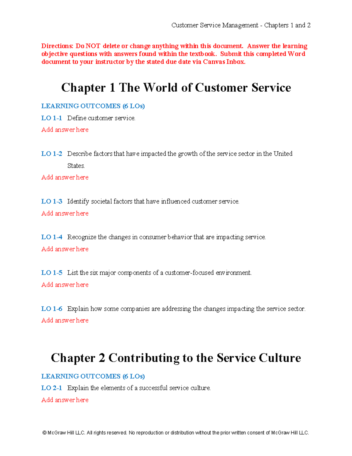 Customer Service Management Exam 1 Extra Credit: Chapters 1 & 2 ...