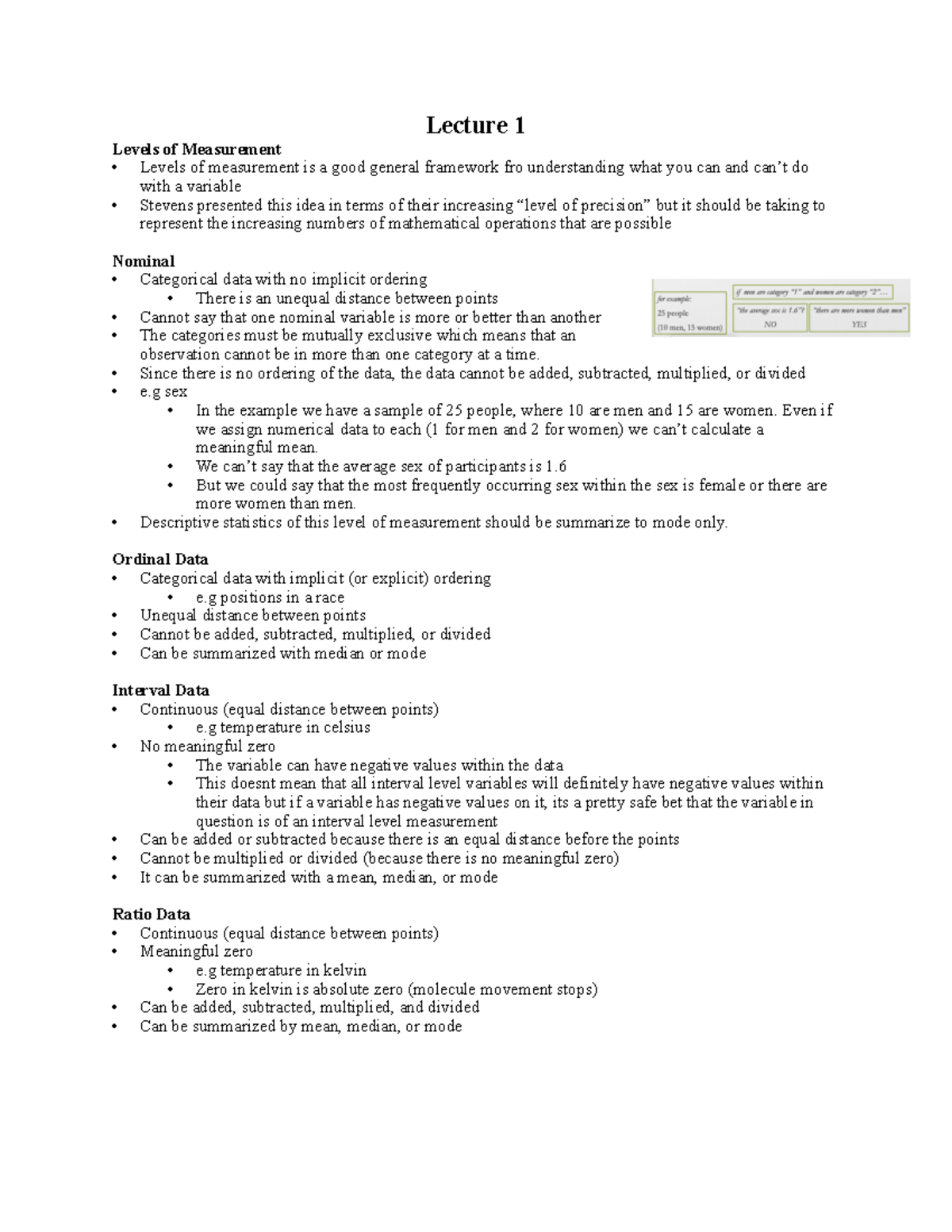 Lecture 1: Understanding Levels of Measurement and Data Analysis - Studocu