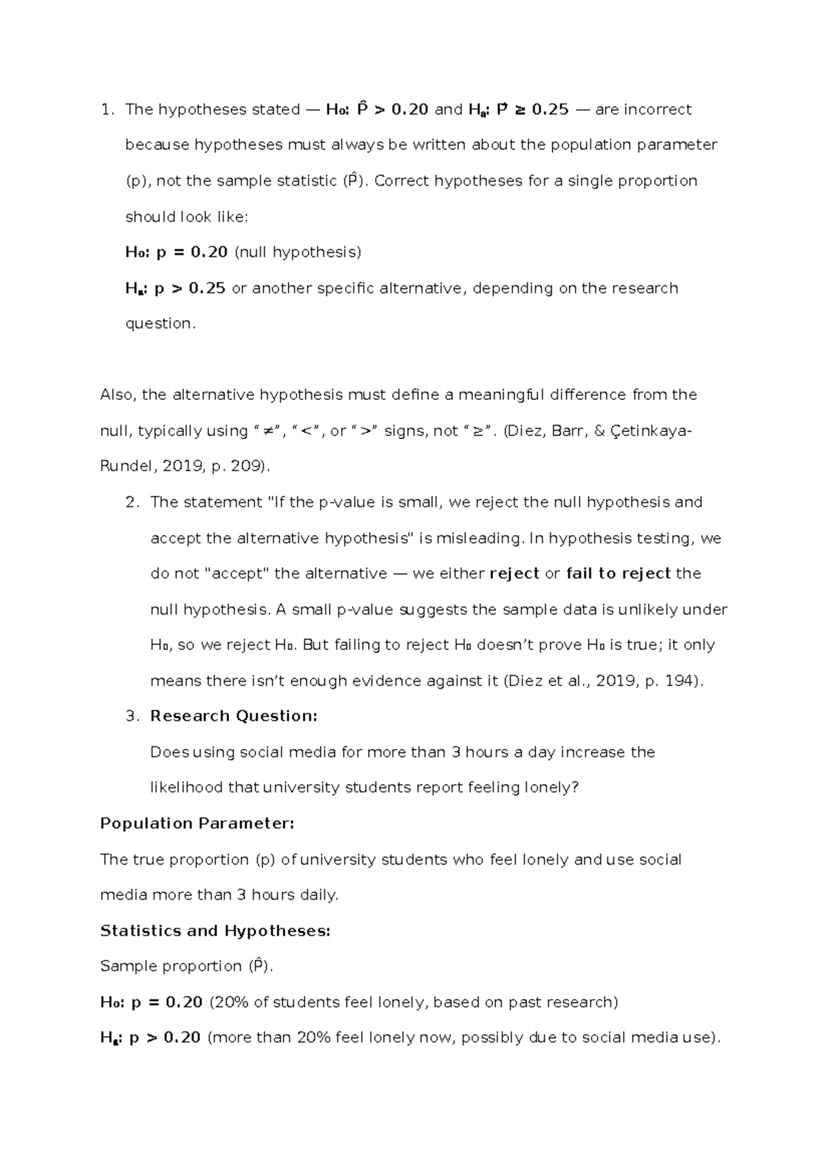 DF MATH 1281 UNIT 2 - DF MATHS 1281 UNIT 2 - The hypotheses stated — H₀ ...