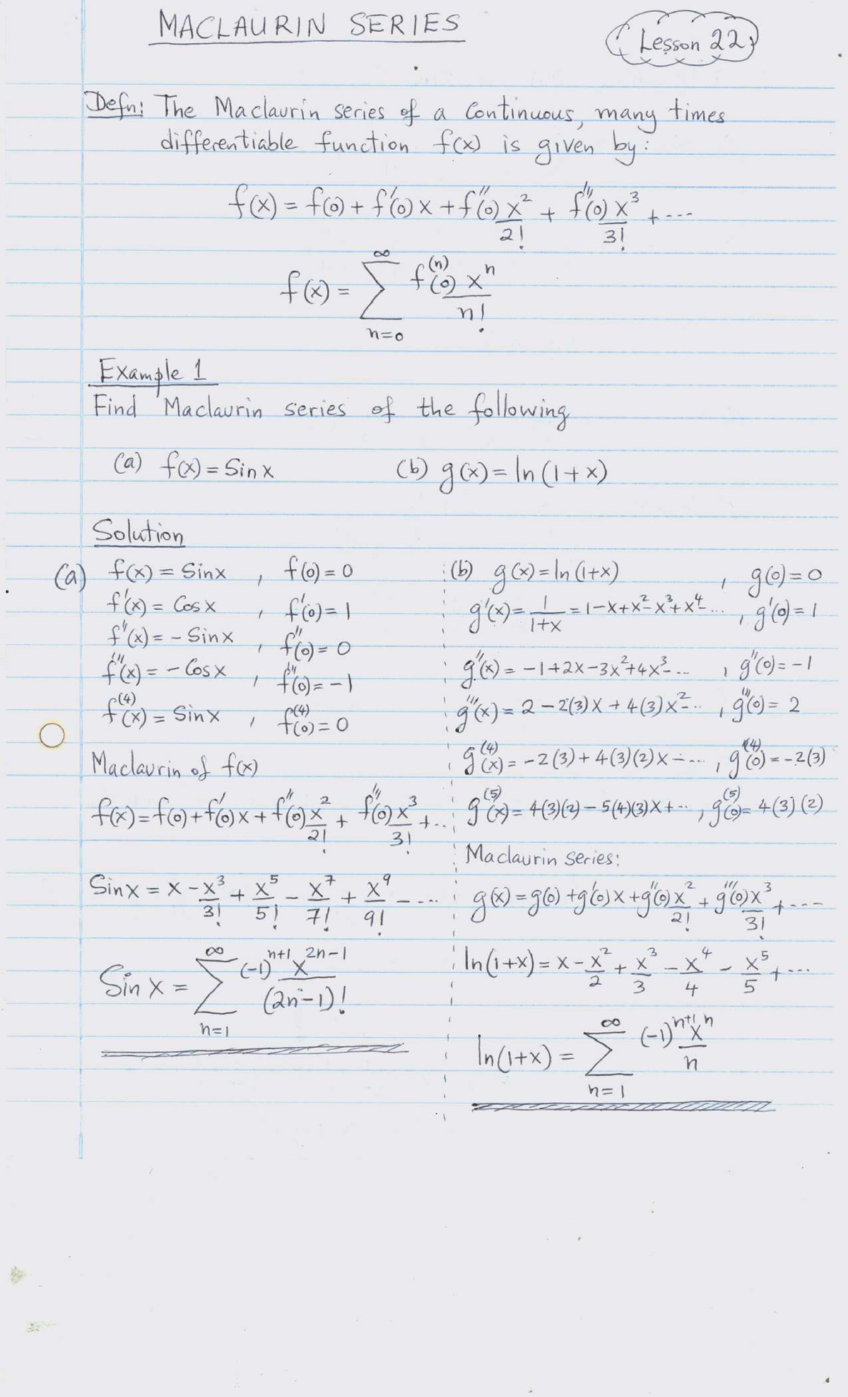 MACLAURIN SERIES Lesson 33: Understanding and Applications - Studocu