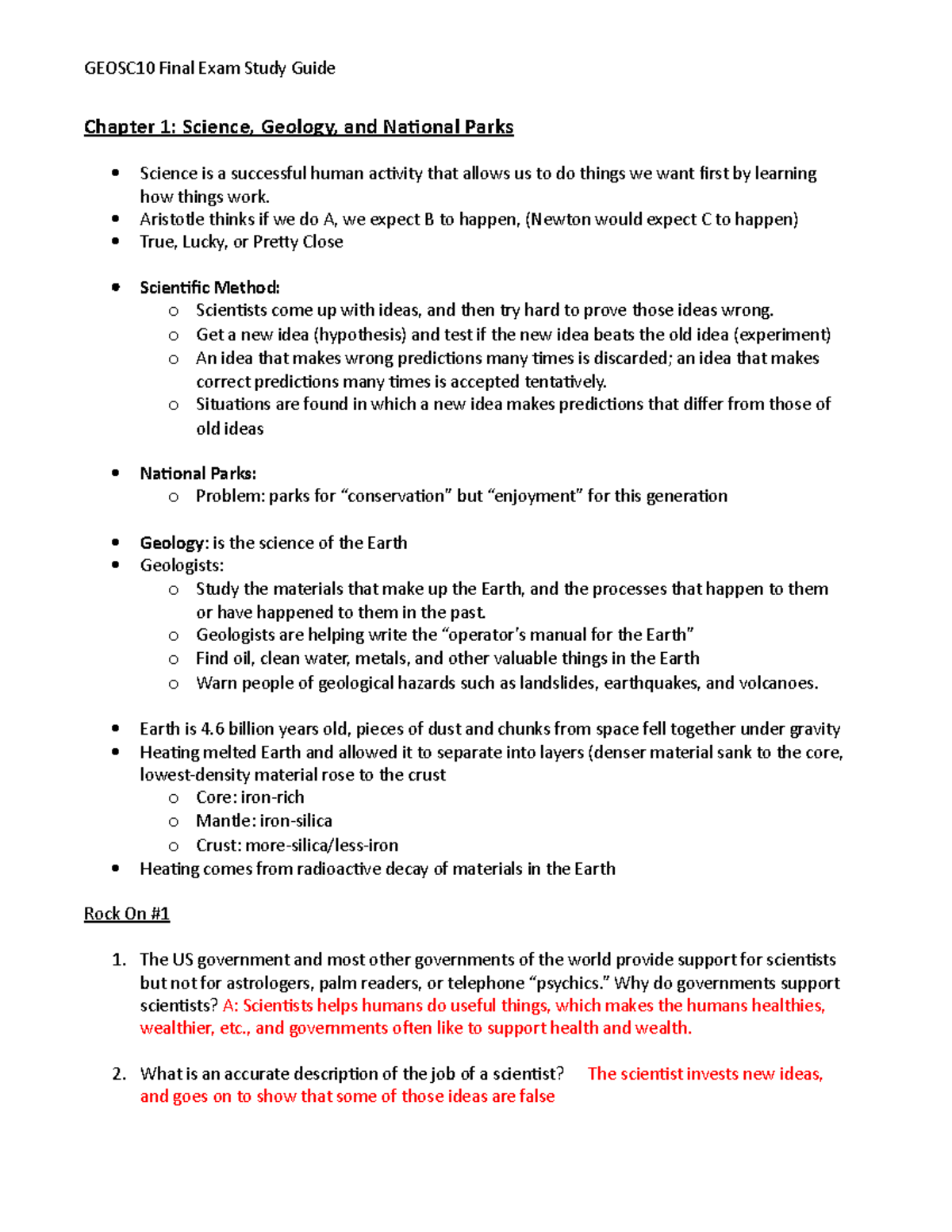 GEOSC10 Final Exam Study Guide: Key Concepts in Geology and Earth ...