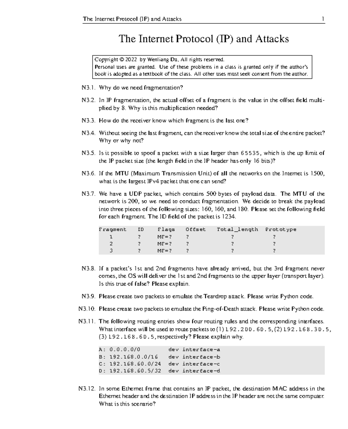 IP Protocol and Attacks: Key Concepts and Questions (N3) - Studocu