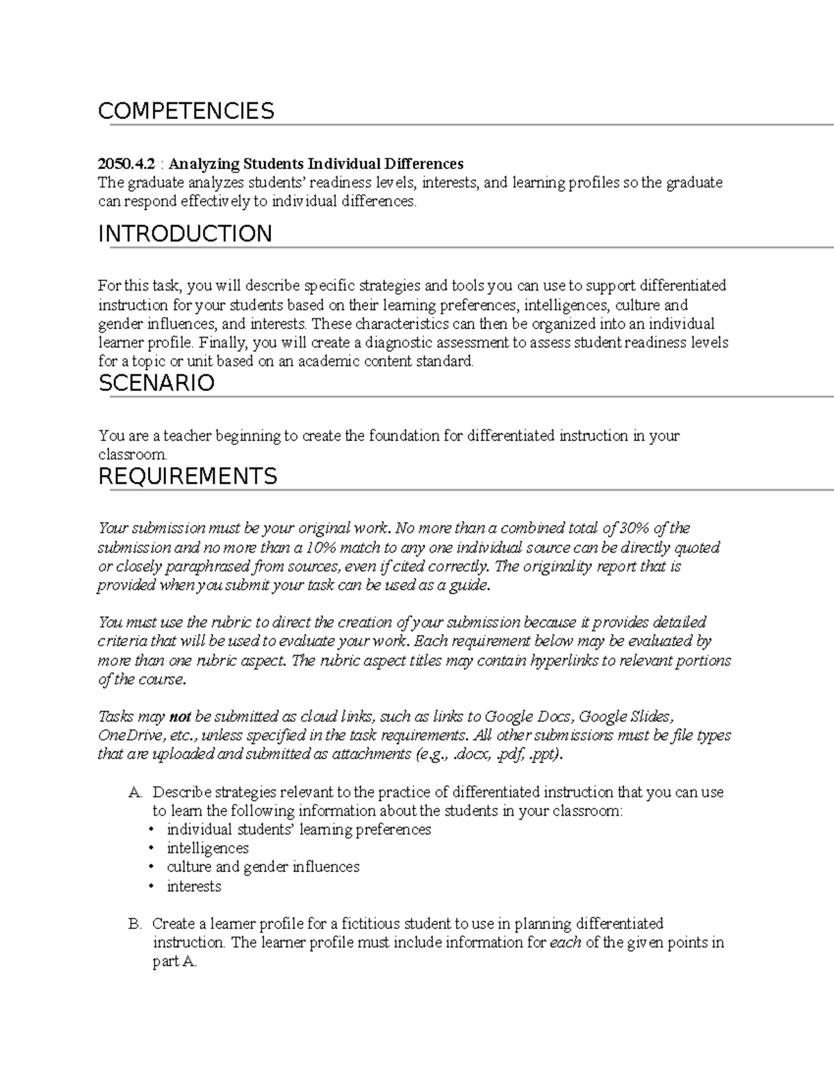 Differentiated Instruction Strategies for Task 2 - D187 - Studocu