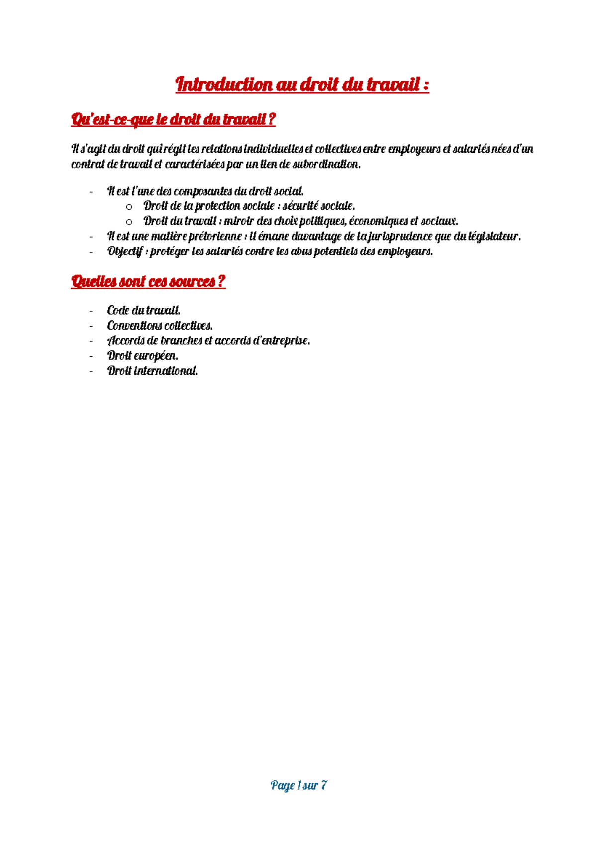Introduction au Droit du Travail : Concepts et Sources Essentielles ...