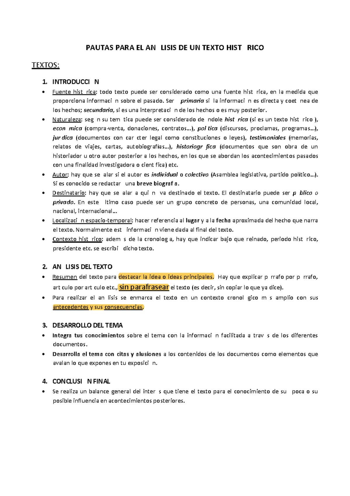 Análisis de un Texto Histórico: Pautas y Consideraciones Importantes ...