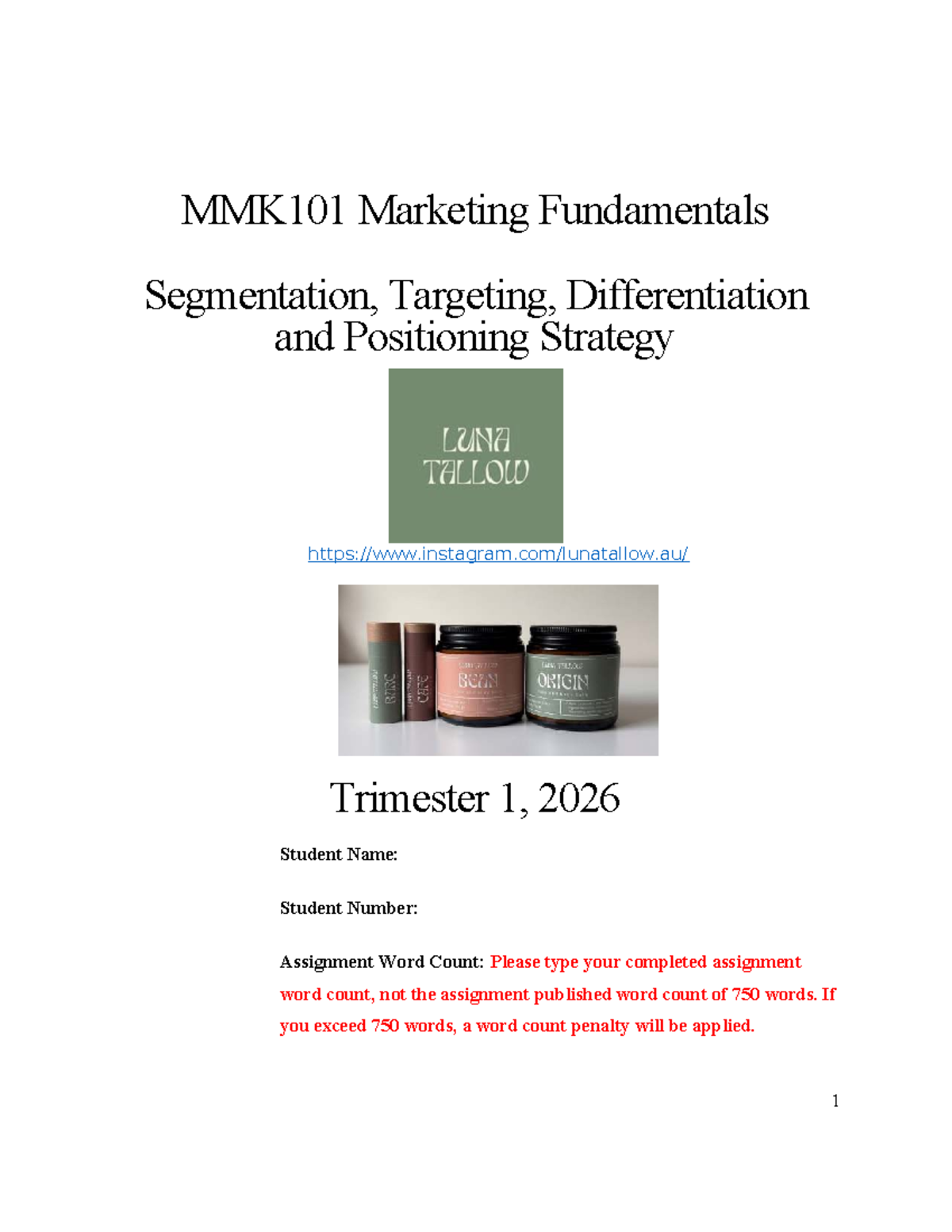 MMK101 T1 2026 Marketing Fundamentals: Segmentation & Positioning ...