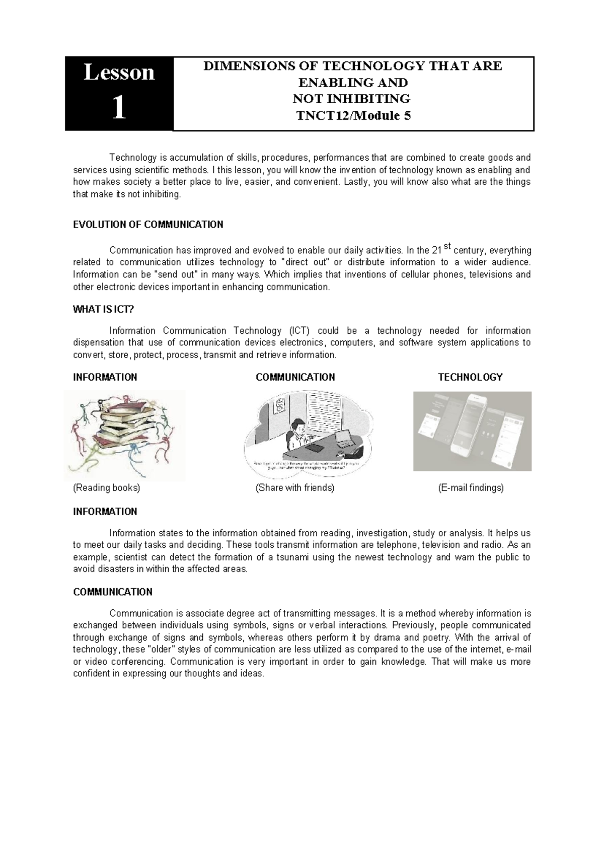 Lesson 1: Enabling vs. Inhibiting Technologies (Trends Q4 M1) - Studocu