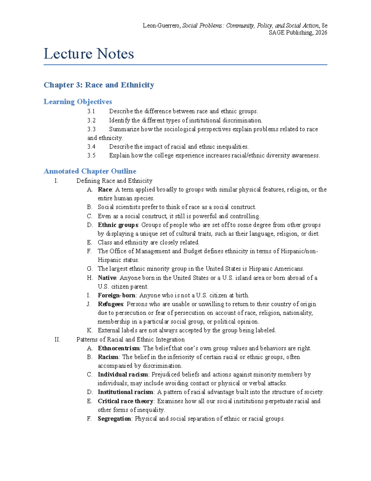 SOCI 101: Lecture Notes on Racial & Ethnic Inequalities - Chapter 3 ...