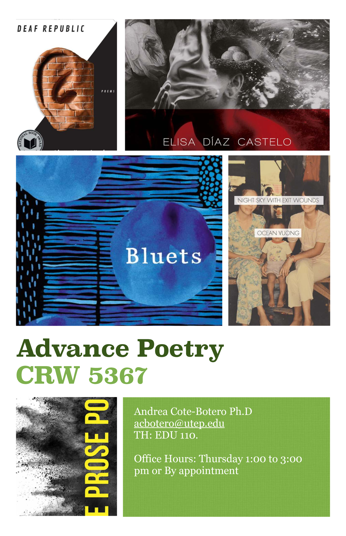 Advanced Poetry Workshop CRW 5367 - Spring 2025 Syllabus - Studocu