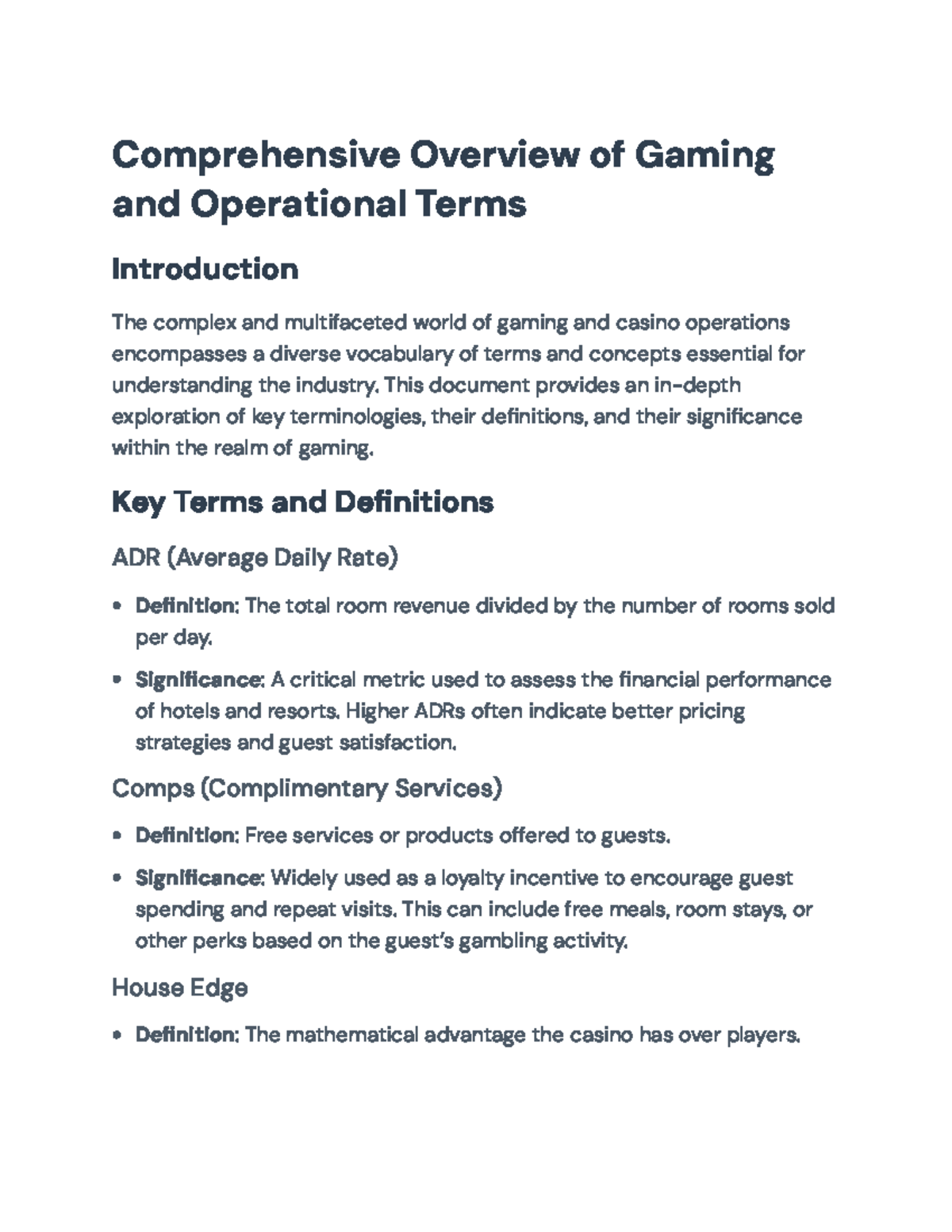 Key Terms and Concepts in Gaming Operations: A Comprehensive Guide ...