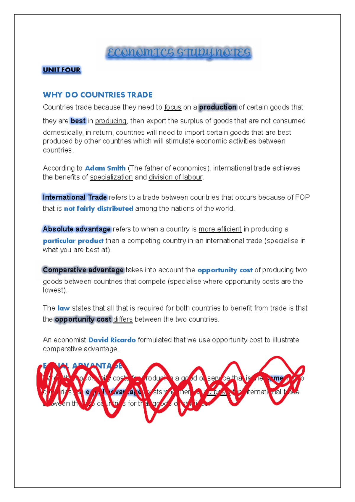 Economics UNIT 4 - its really good notes - ECONOMICS STUDY NOTES UNIT ...
