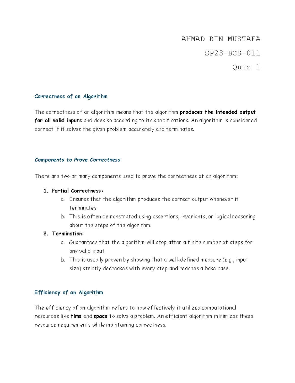 DAA Final Exam - CSC301 Analysis of Algorithms - January 2023 - Studocu