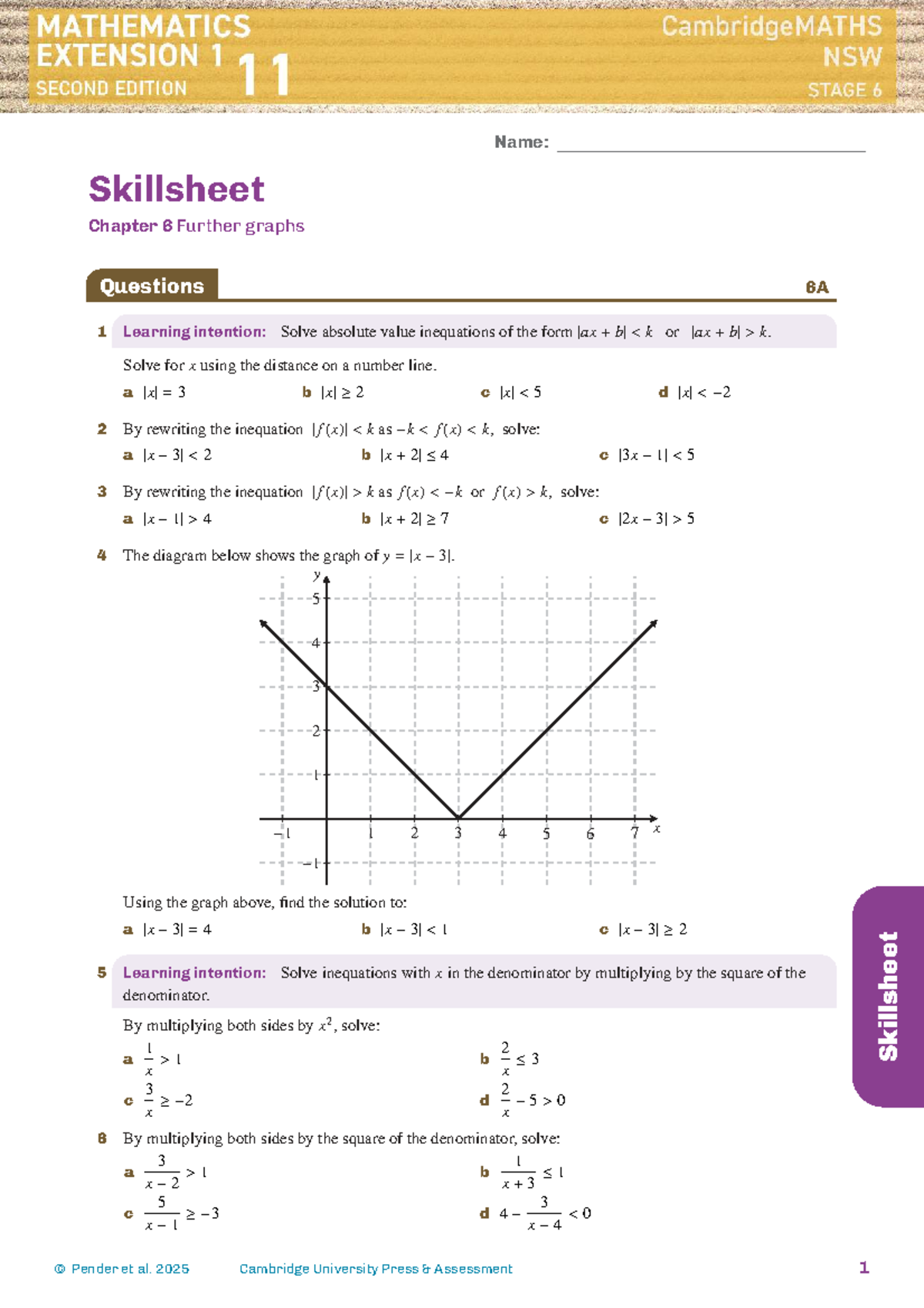 Chapter 6 Skillsheet: Solving Absolute Value Inequations and Graphs ...