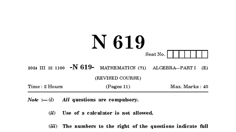 N 619 Mathematics (71) I (E) Final Exam Notes 2024 - Studocu