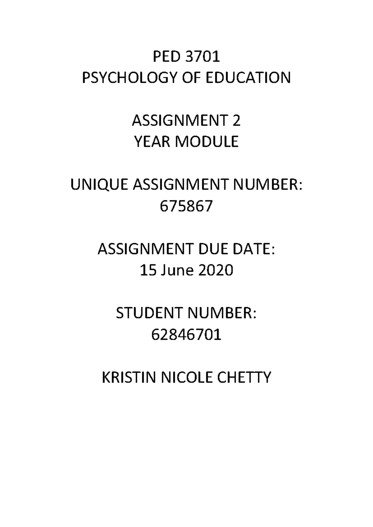 PED 3701 Psychology of Education: Assignment 2 Insights and Strategies ...